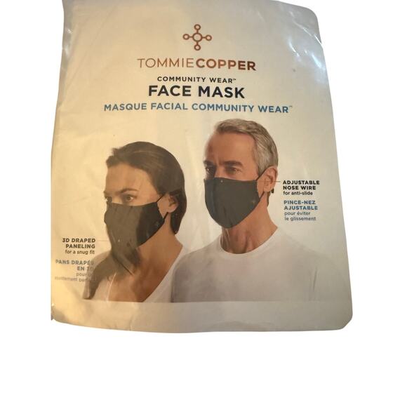 Tommie Copper Face Masks, Black, 2 Pack, One Size, NWT - Picture 3 of 5